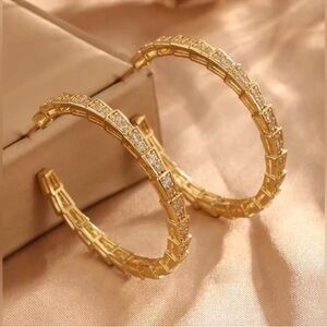 Serpenti 18K Gold Stainless Steel Hoop Stud Earrings